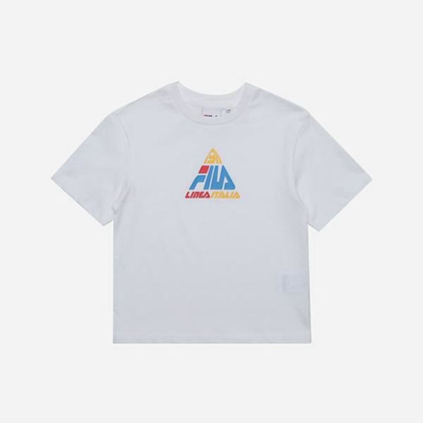 Camisetas Manga Corta Fila Niñas Blancas - Triangle Crew Neck S/S - España 957360QWN